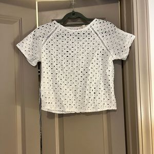 White Eyelet Cropped Top